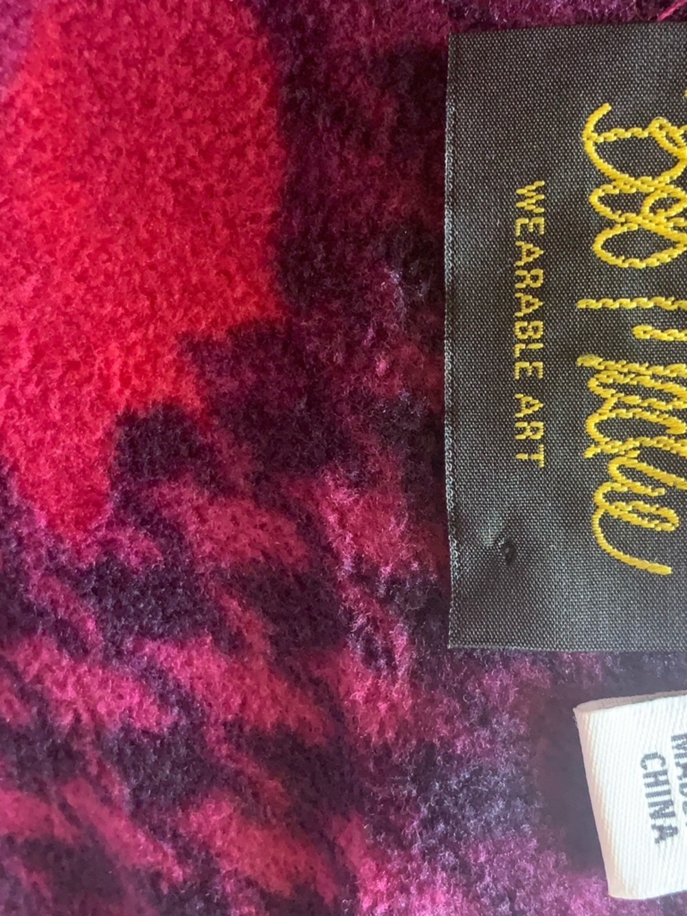 Bob Mackie Floral Houndstooth Bomber Jacket - Purple & Red - Picture 12 of 12